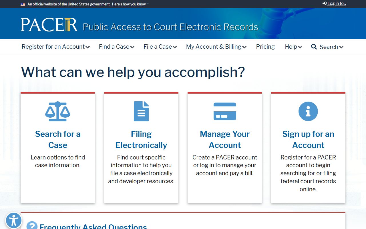 PACER federal docket access for Galveston County cases
