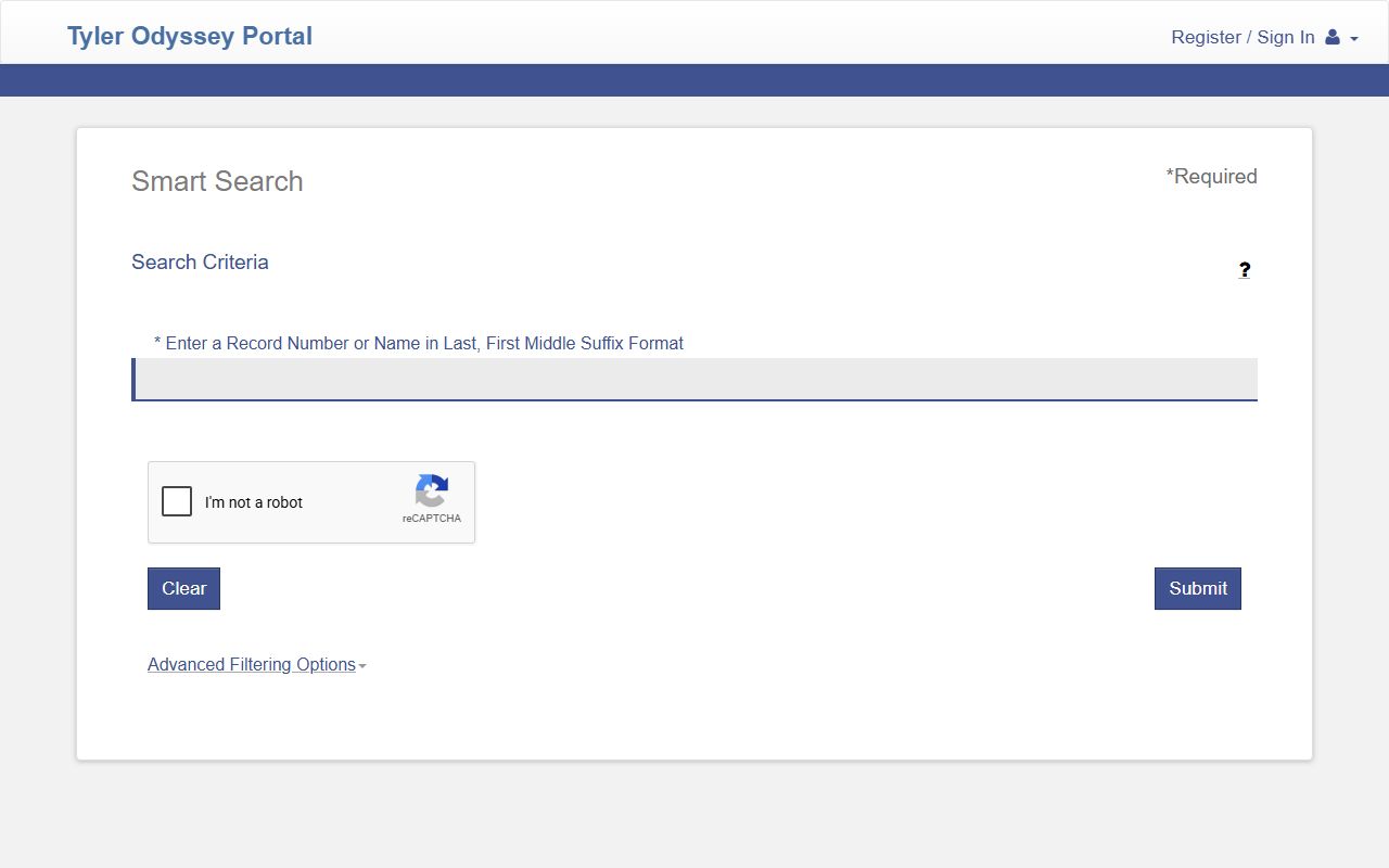 Galveston County court records search on the Odyssey Smart Search portal
