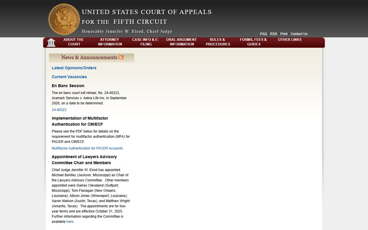 Fifth Circuit court of appeals for Galveston County federal cases