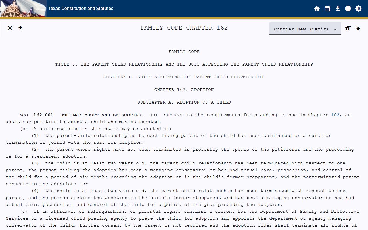 Texas adoption records statute and Galveston County family record confidentiality