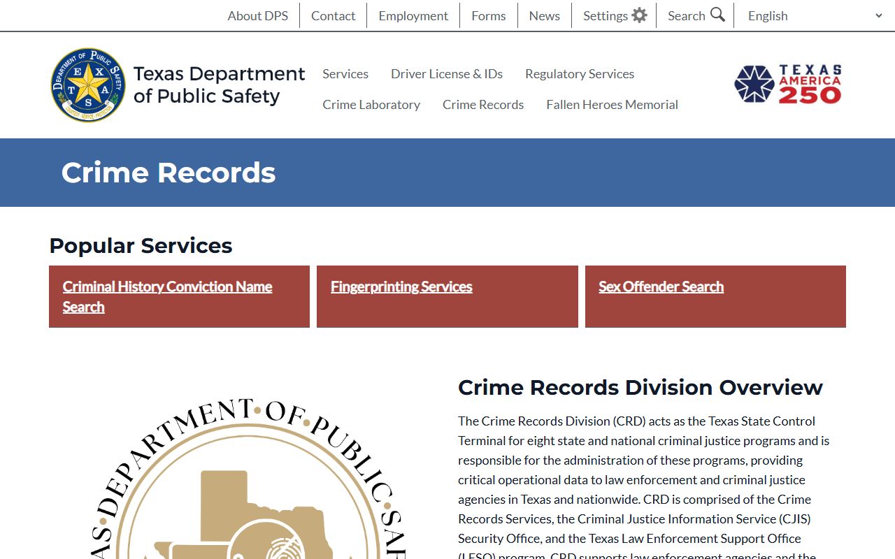 Texas DPS Crime Records division affecting Galveston County public records