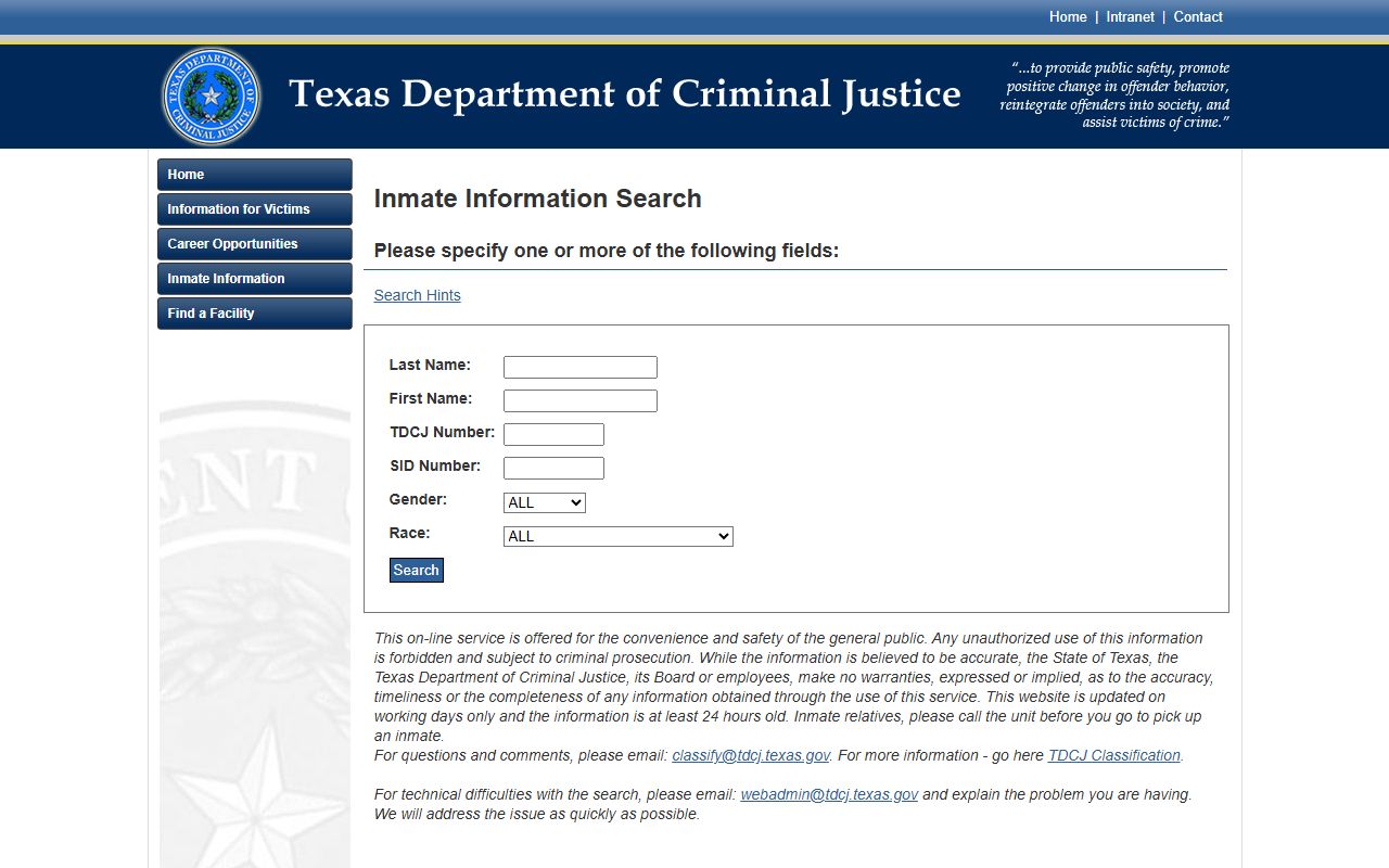 TDCJ inmate search for Galveston County released inmates in state custody