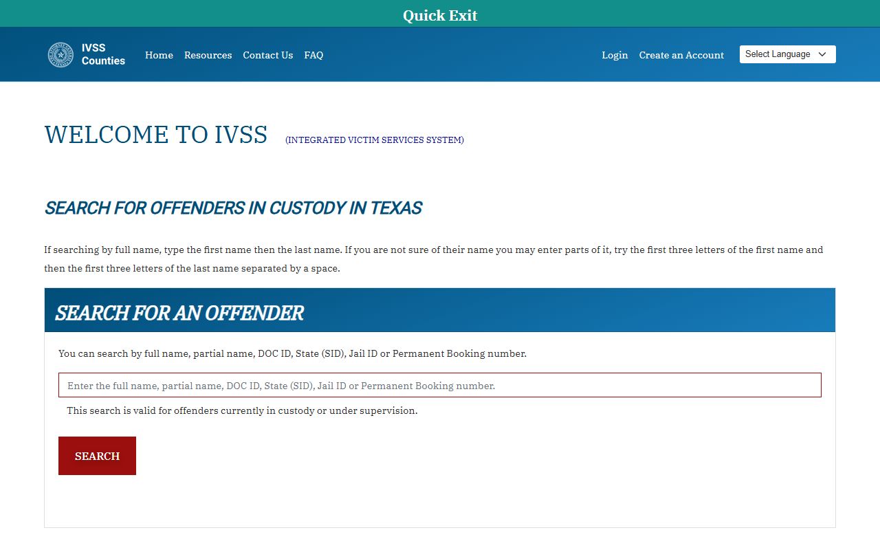 Texas statewide victim notification linked for Galveston County released inmates